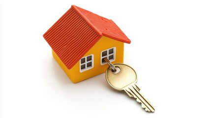 Key on House Model with Plain White Background