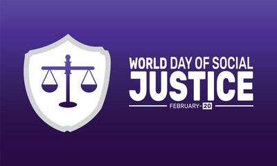 February World Day of Social Justice background template. Perfect for banners, cards, posters, and social media .Vector design with text inscription and classic color for a professional look