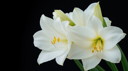 Naklejka premium Elegant White Lilies on Dark Background