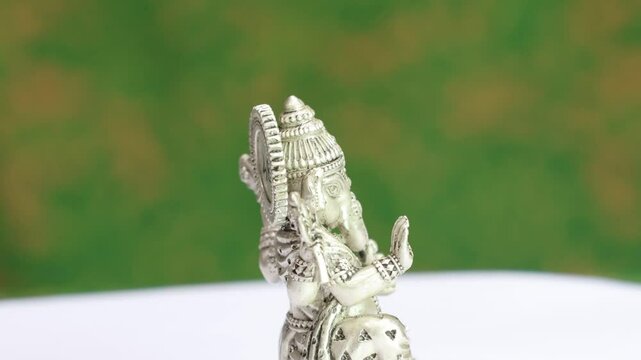 Lord Ganesha the remover of obstacles. Ganpati Bappa. 925 Silver Indian Deity Idol High Detail Finish for Pooja and Home Decor. Hindu Religions. Elephant God of Hinduism. Ganesh ji