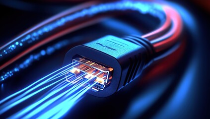 A close-up of an HDMI smart TV cable, showing the spools and technological details