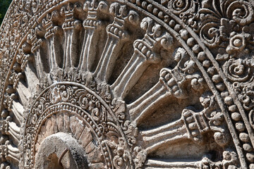 An ancient dharmachakra at Si Thep Historical Park.