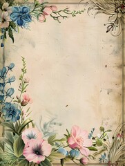 Beautifully Designed Coupon Book with Calligraphic Text and Floral Borders in Muted Tones