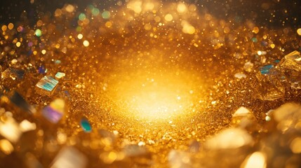 Golden glitter and bokeh background. Perfect for luxury, celebration, or festive designs.