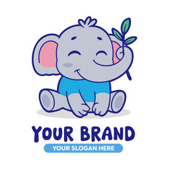 Cute Elephant Logo Stock Vector