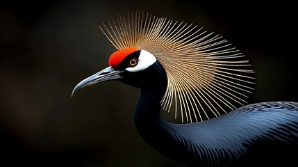 Fototapeta premium Colorful Bird With Striking Plumage Perched Elegantly Against a Dark Background