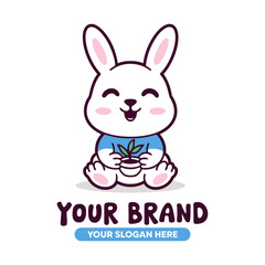Cute Bunny Rabbit Logo Stock Vector
