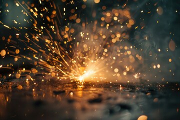 Premium Quality Picture of Artistic Welding Sparks Light, Industrial Background