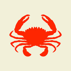 red crab silhouette isolated on color background. seafood logo, mascot, icon