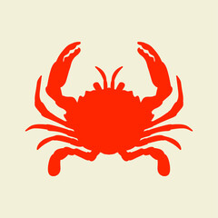 red crab silhouette isolated on color background. seafood logo, mascot, icon
