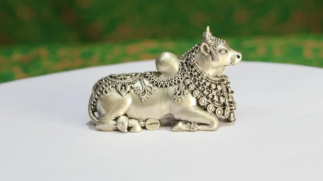 Nandi Maharaj, the sacred bull of Lord Shiva in Hindu mythology. 925 Silver Indian Deity Idol High Detail Finish for Pooja and Home Decor. Hindu Religions. He is also the guardian deity of Kailash