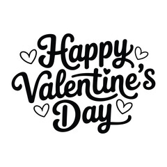 Obraz premium Happy Valentine's Day vector lettering inscription. handwriting Happy Valentine's Day text isolated on a white background. Happy Valentine's Day typography illustration sticker. 