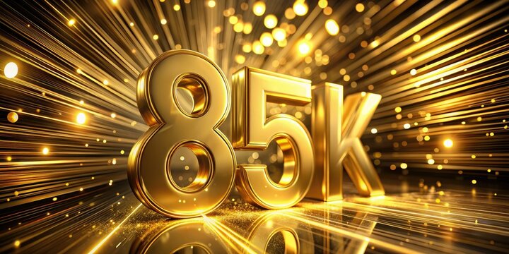 Gold 3D render commemorates 85,000 followers; a long-exposure photographic achievement beautifully rendered.