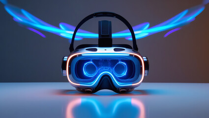 A futuristic virtual reality headset