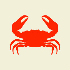 red crab silhouette isolated on color background. seafood logo, mascot, icon