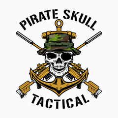 Tactical Logo Stock, Pirate Skull Tactical Logo Vector