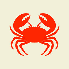 red crab silhouette isolated on color background. seafood logo, mascot, icon