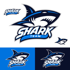 Blue Sharks Sports Team Logo Vector