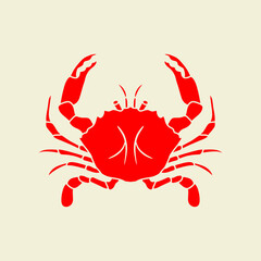 red crab symbol vector illustration isolated on color background. can use for seafood restaurant, culinary, farm label