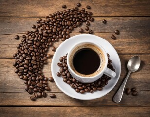 cup of coffee with beans