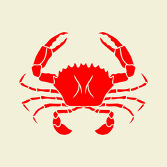 red crab symbol vector illustration isolated on color background. can use for seafood restaurant, culinary, farm label