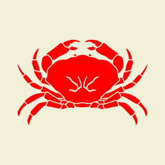 red crab symbol vector illustration isolated on color background. can use for seafood restaurant, culinary, farm label