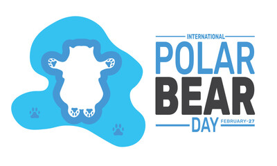 February is International Polar Bear Day background template. Perfect for banners, cards, posters, and social media .Vector design with text inscription and classic color for a professional look
