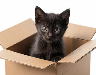 a box with a kitten