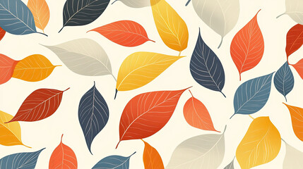 Fototapeta premium Colorful Leaves Pattern with Fall Colors and Light Background