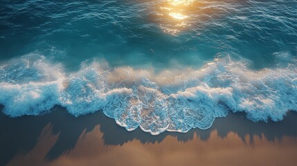 Fototapeta premium The ocean is calm and peaceful, with gentle waves lapping at the shore
