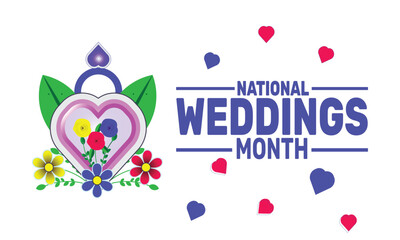 February is  National Wedding Month background template. Perfect for banners, cards, posters, and social media .
 Vector design with text inscription and classic color for a professional look