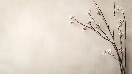 Delicate White Blossoms Against a Beige Background