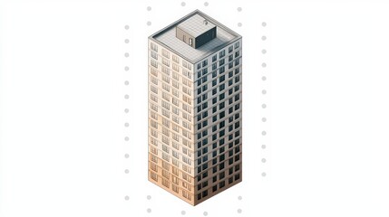 Modern High Rise Apartment Building Isometric Illustration Urban Architecture Design Cityscape View
