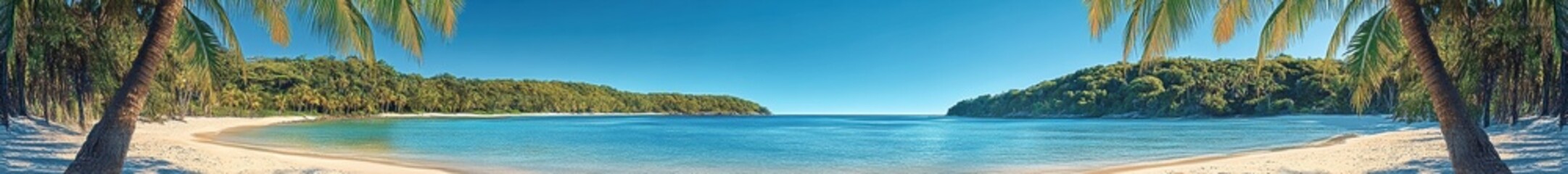 Fototapeta premium A beautiful beach scene with a blue ocean and palm trees