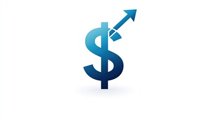 A stylized dollar sign with an upward arrow, symbolizing financial growth and success.