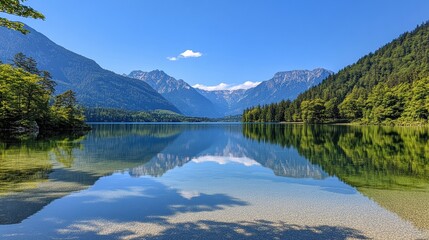 Fototapeta premium A beautiful lake with mountains in the background