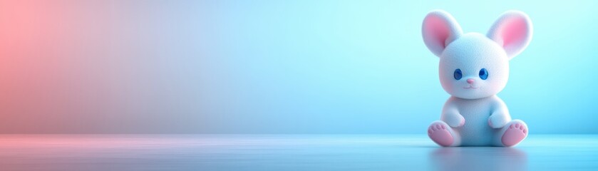 Obraz premium Adorable white rabbit on a blue backdrop, captivating portrait of gentle innocence
