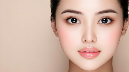 Fototapeta premium Glossy pink lips, a closeup beauty portrait emphasizing smooth texture and vibrant color