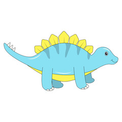 Cute Baby Dinosaur Character on White Background. Isolated Vector Illustration