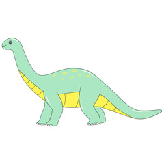 Cute Baby Dinosaur Character on White Background. Isolated Vector Illustration