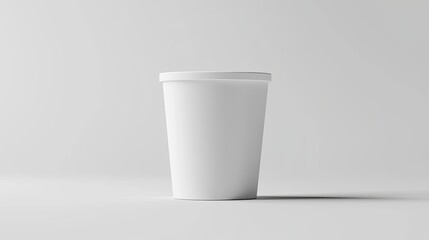 A plain white cup with a lid, suitable for various food or drink items.