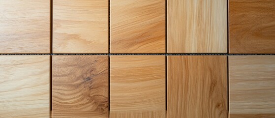 Natural Light Oak Wood Paneling Texture Background Wooden Tiles Square Design
