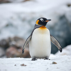 Obraz premium Majestic Penguin Standing in Snowy Landscape