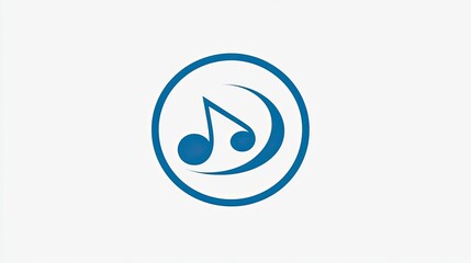 Obraz premium A blue music note symbol enclosed in a circular design, representing musical themes and creativity.