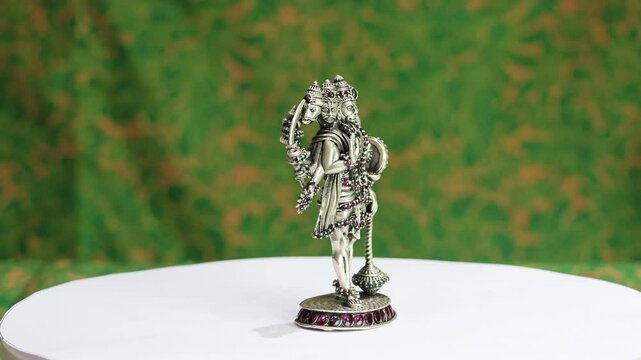 Hanuman also known as Maruti, Bajrangabali, and Anjaneya, is a deity in Hinduism, revered as a divine vanara, and a devoted companion of the deity Rama 925 Silver Indian Deity Idol High Detail Finish