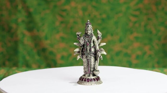 Tirupati Balaji with Padmavathi and Bhudevi in Silver idol. 925 Silver Indian Deity Idol High Detail Finish for Pooja and Home Decor. High Antique Finishing and is made in South India. 