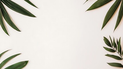 Obraz premium Green Tropical Leaves Frame White Background