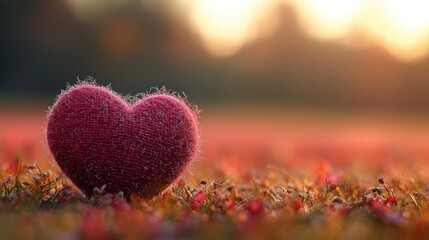 Fototapeta premium Sunset Heart in a Field of Flowers