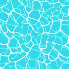 Clear Water Surface Top View With Sunlight Reflection. Blue Water Ripple Background,
