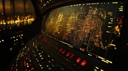 Night city map displayed on a control panel.